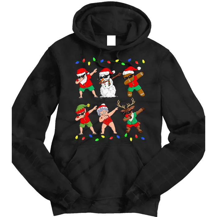 Dabbing Santa And Friends Christmas In July Xmas Tie Dye Hoodie