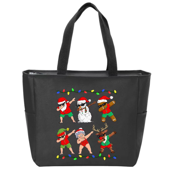 Dabbing Santa And Friends Christmas In July Xmas Zip Tote Bag