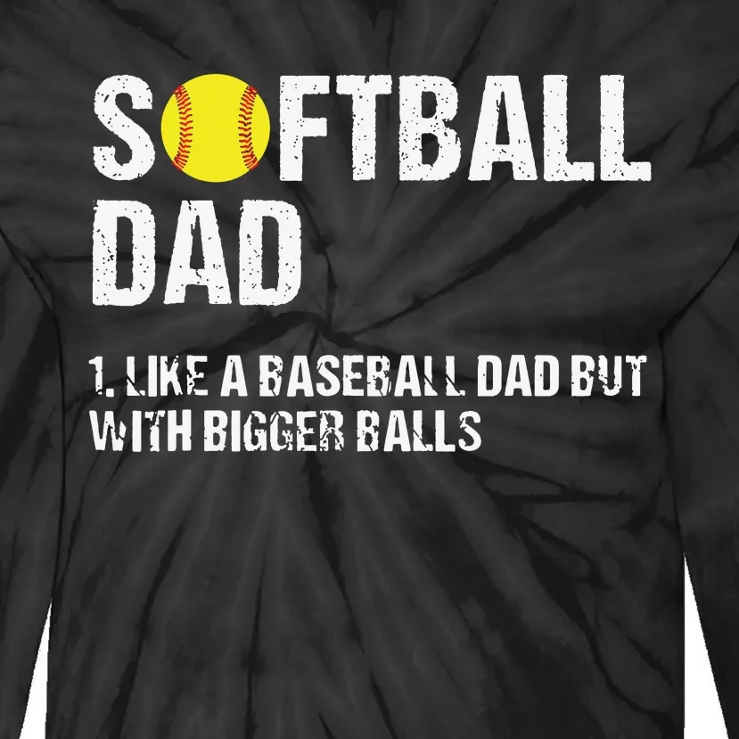 Dad Softball Apparel Yellow Softball Dad Tie-Dye Long Sleeve Shirt