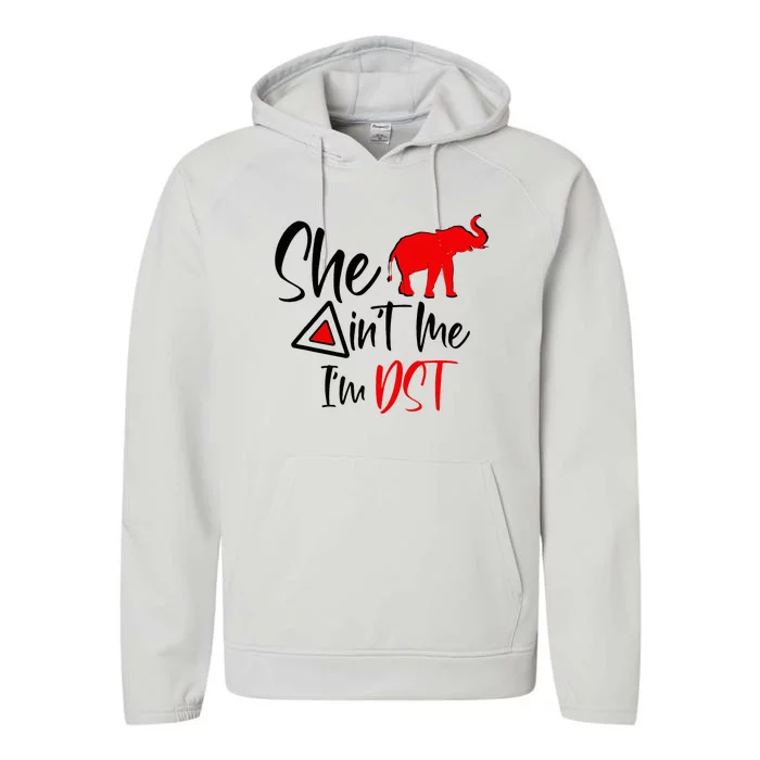 Dst She Aint Me Red Elephant Delta Sisterhood Soror Performance Fleece Hoodie