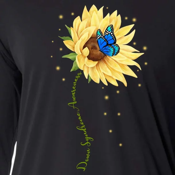 Down Syndrome Awareness Sunflower Butterfly Cooling Performance Long Sleeve Crew