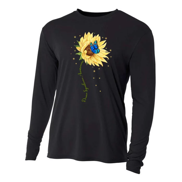 Down Syndrome Awareness Sunflower Butterfly Cooling Performance Long Sleeve Crew