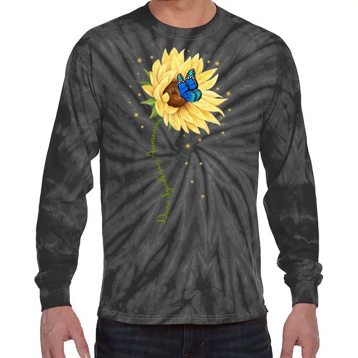 Down Syndrome Awareness Sunflower Butterfly Tie-Dye Long Sleeve Shirt