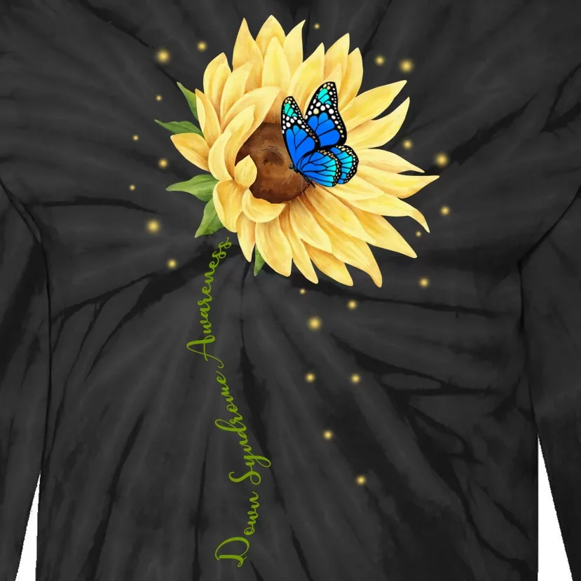 Down Syndrome Awareness Sunflower Butterfly Tie-Dye Long Sleeve Shirt