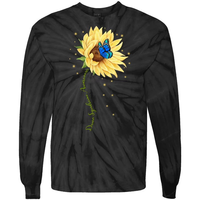 Down Syndrome Awareness Sunflower Butterfly Tie-Dye Long Sleeve Shirt