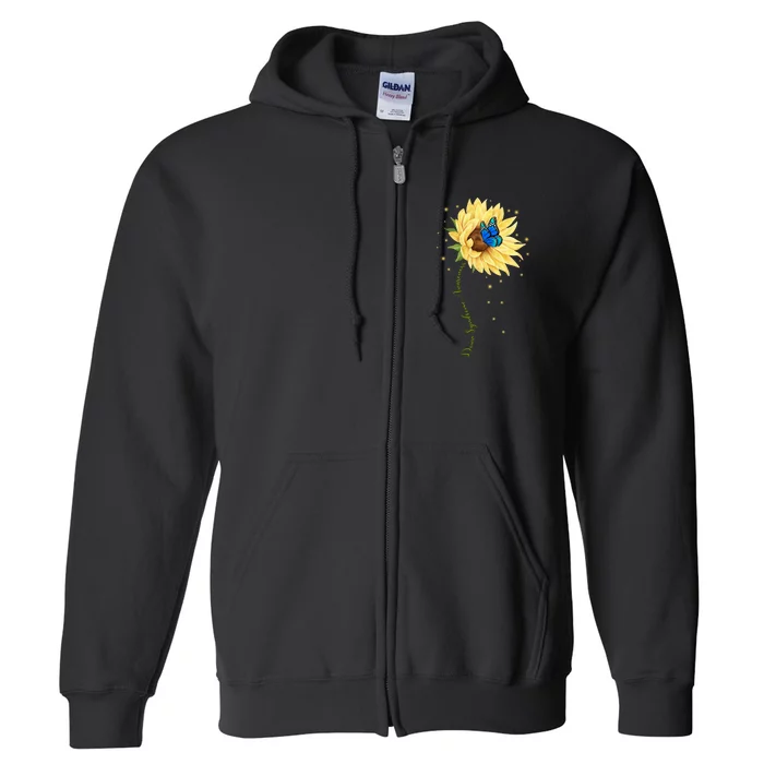 Down Syndrome Awareness Sunflower Butterfly Full Zip Hoodie