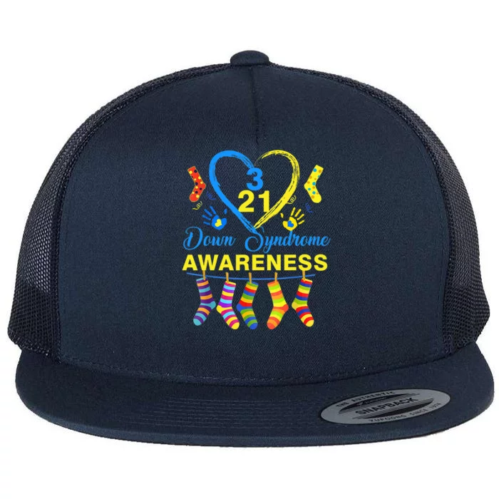 Down Syndrome Awareness Colorful Socks Flat Bill Trucker Hat