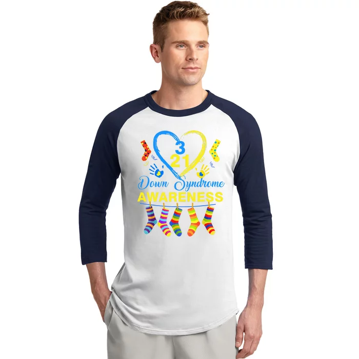 Down Syndrome Awareness Colorful Socks Baseball Sleeve Shirt