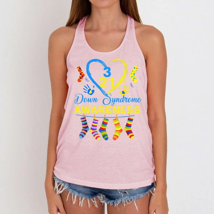 Down Syndrome Awareness Colorful Socks Women's Knotted Racerback Tank