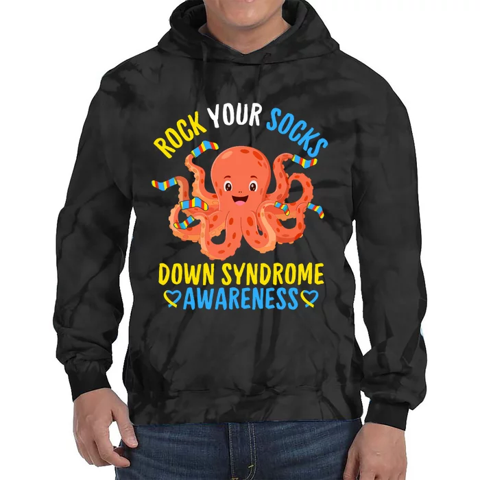 Down Syndrome Awareness Octopus Rock Your Sock Tie Dye Hoodie