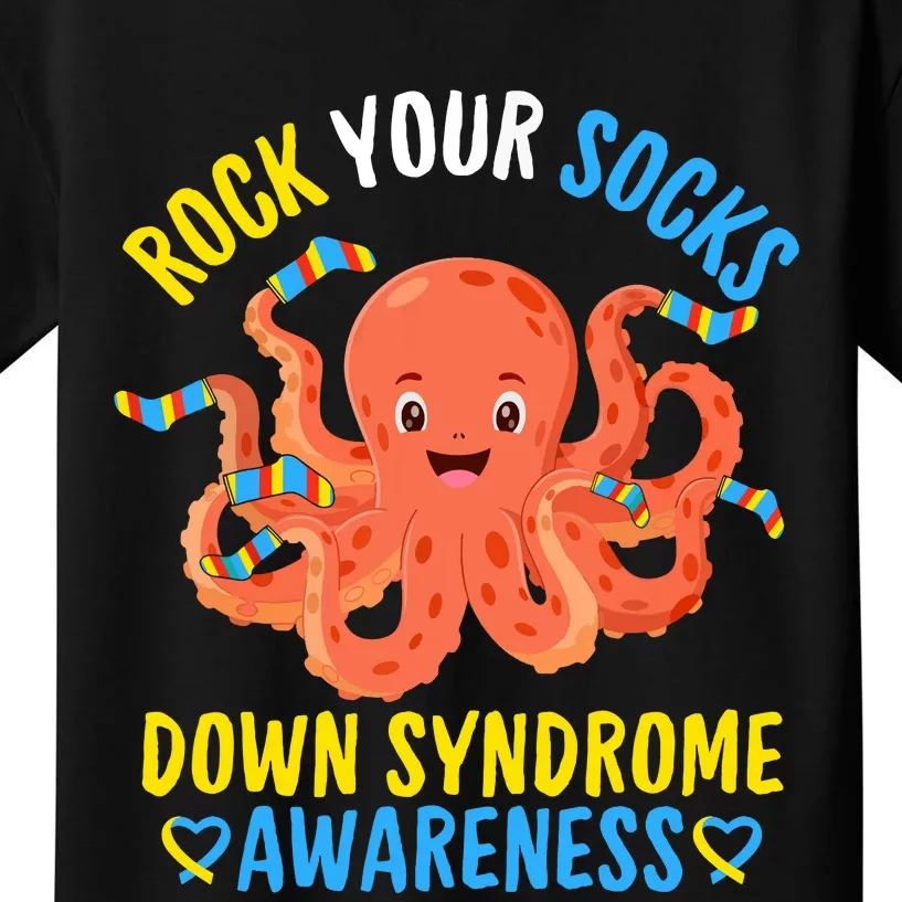 Down Syndrome Awareness Octopus Rock Your Sock Kids T-Shirt