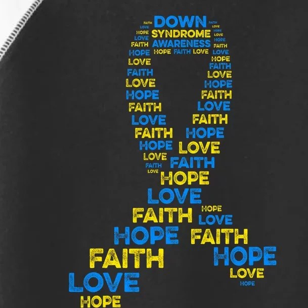 Down Syndrome Awareness Hope Faith Love Teal Ribbon Mom Toddler Fine Jersey T-Shirt