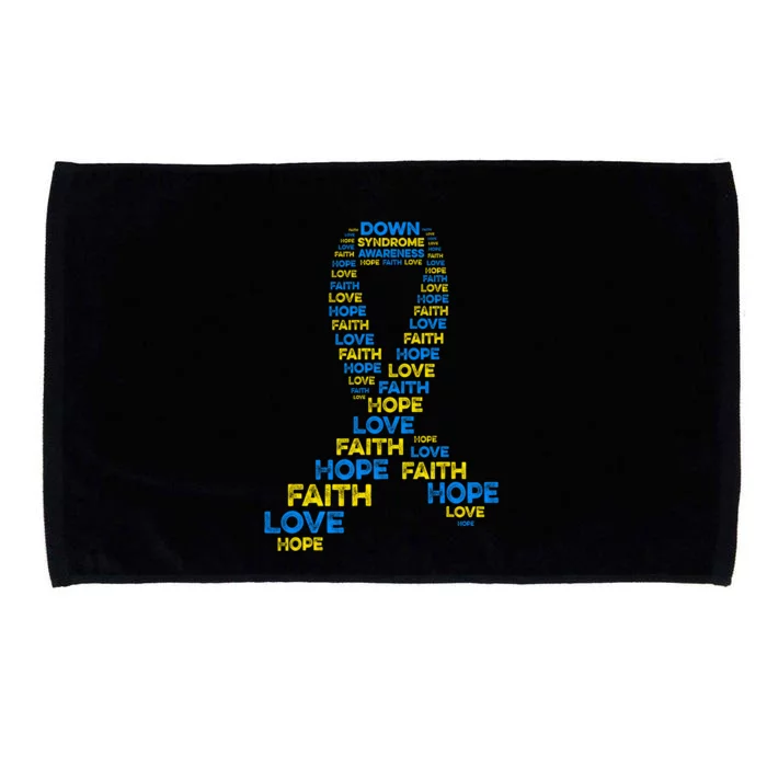 Down Syndrome Awareness Hope Faith Love Teal Ribbon Mom Microfiber Hand Towel