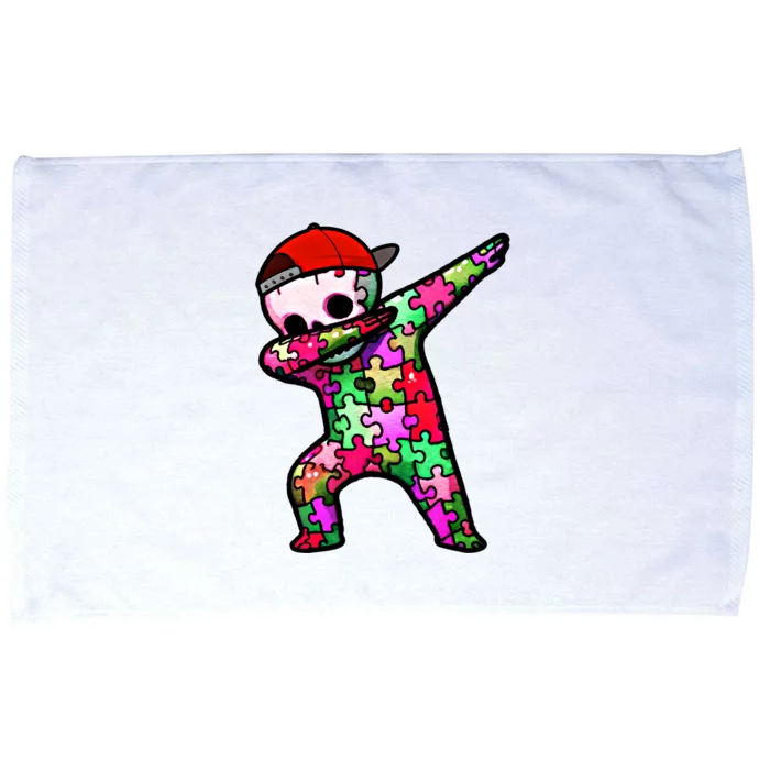 Dabbing Skeleton Autism Awareness Month Skeleton Gift Microfiber Hand Towel