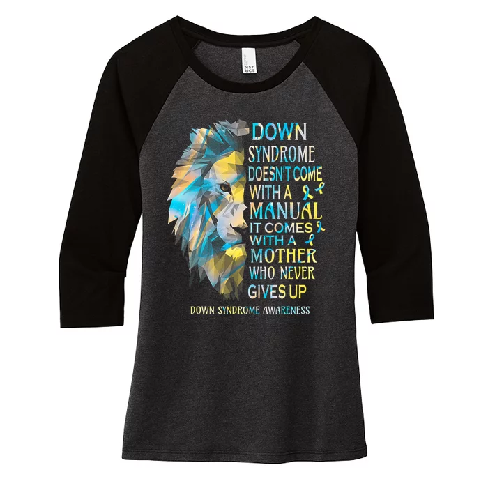 Down Syndrome Awareness Lion Survivor It Comes With A Mother Women's Tri-Blend 3/4-Sleeve Raglan Shirt