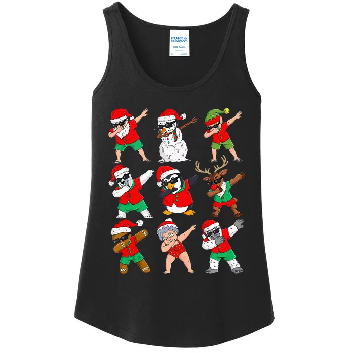 Dabbing Santa And Friends Christmas In July Xmas Ladies Essential Tank