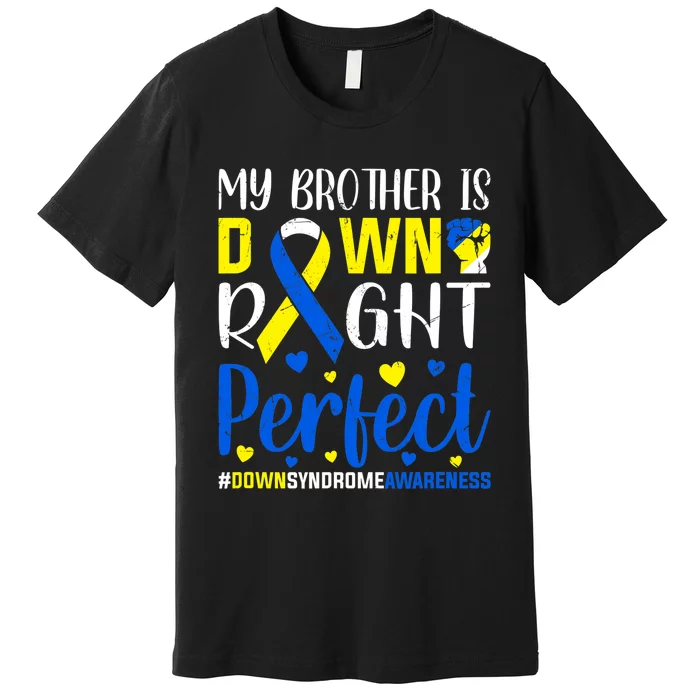 Down Syndrome Awareness My Brother Is Down Right Perfect Premium T-Shirt