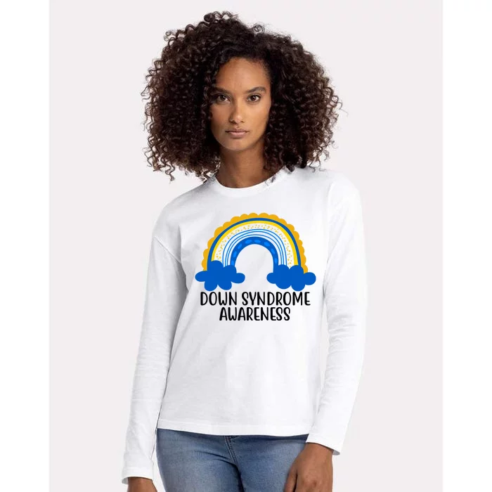 Down Syndrome Awareness Rainbow Womens Cotton Relaxed Long Sleeve T-Shirt