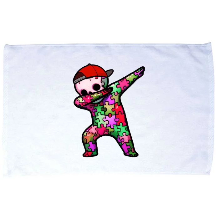 Dabbing Skeleton Autism Awareness Month Skeleton Gift Microfiber Hand Towel