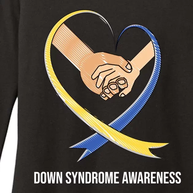 Down Syndrome Awareness Support Heart Ribbon Womens CVC Long Sleeve Shirt