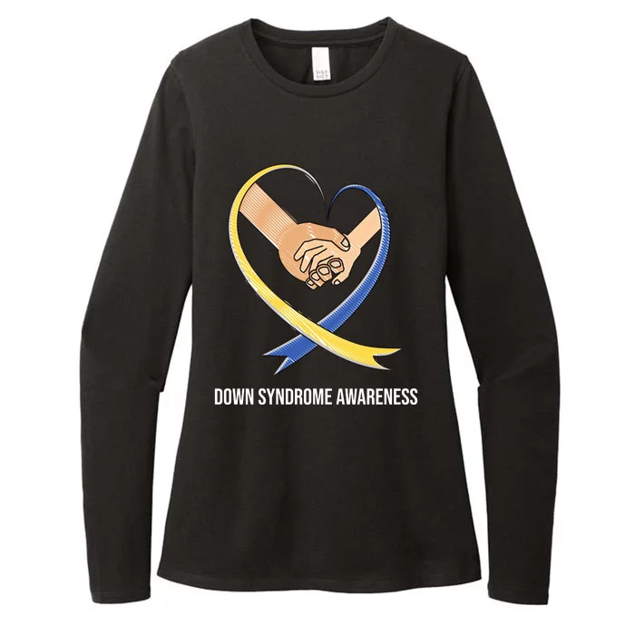 Down Syndrome Awareness Support Heart Ribbon Womens CVC Long Sleeve Shirt