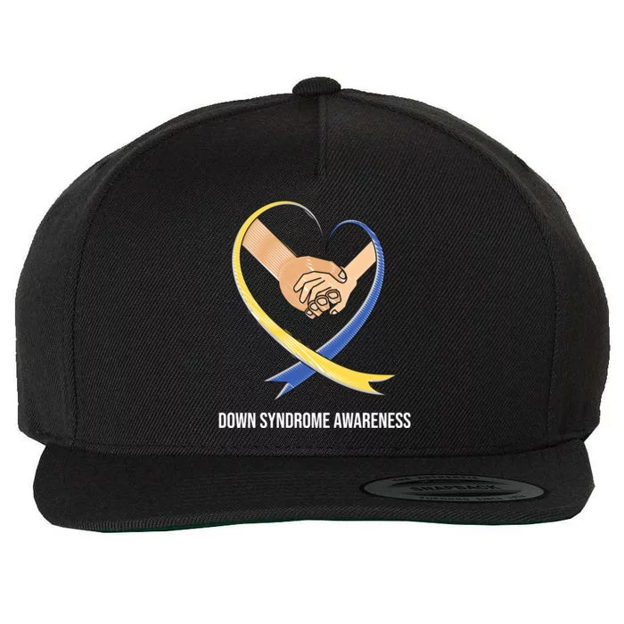 Down Syndrome Awareness Support Heart Ribbon Wool Snapback Cap