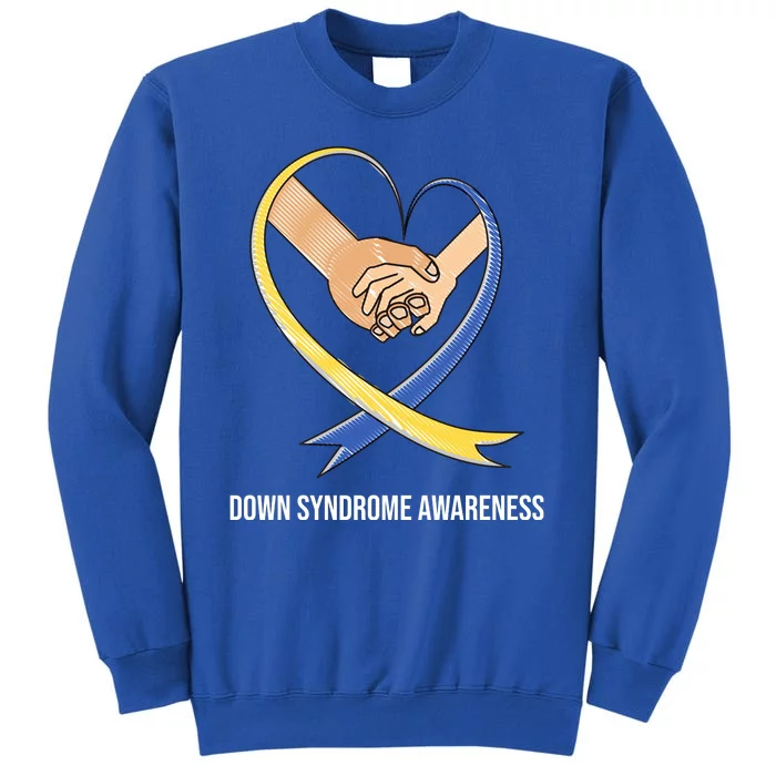 Down Syndrome Awareness Support Heart Ribbon Tall Sweatshirt