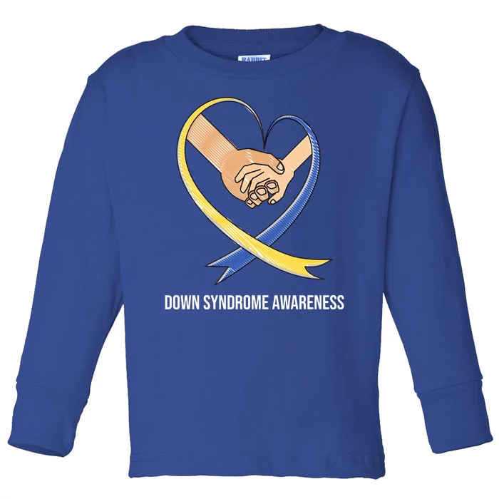 Down Syndrome Awareness Support Heart Ribbon Toddler Long Sleeve Shirt