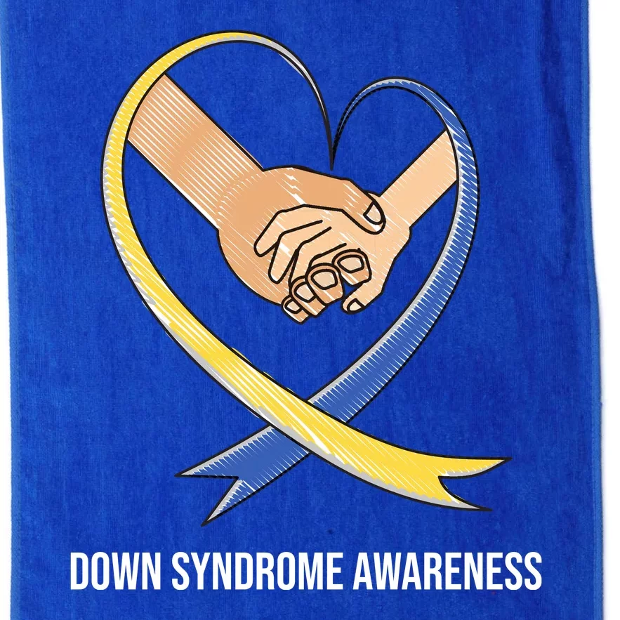 Down Syndrome Awareness Support Heart Ribbon Platinum Collection Golf Towel