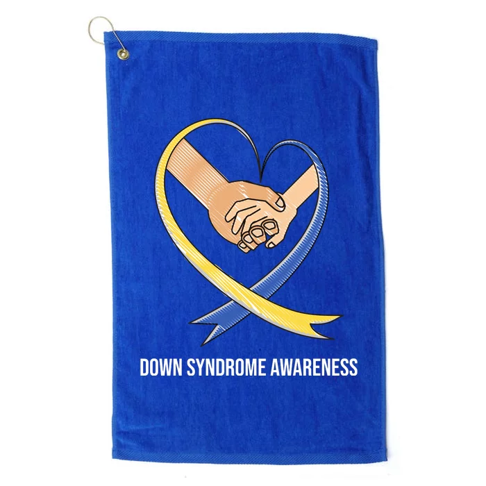 Down Syndrome Awareness Support Heart Ribbon Platinum Collection Golf Towel