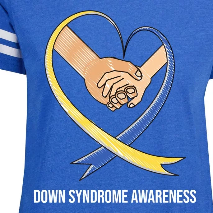 Down Syndrome Awareness Support Heart Ribbon Enza Ladies Jersey Football T-Shirt