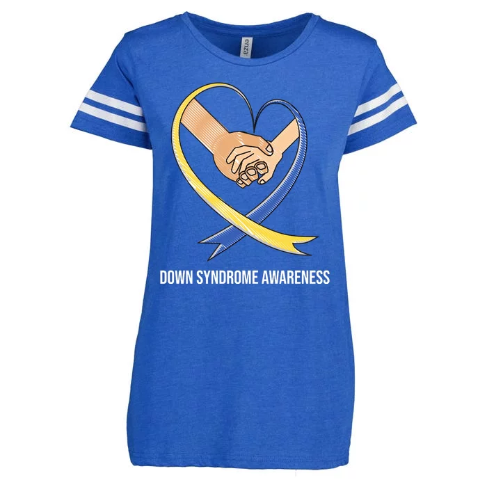 Down Syndrome Awareness Support Heart Ribbon Enza Ladies Jersey Football T-Shirt