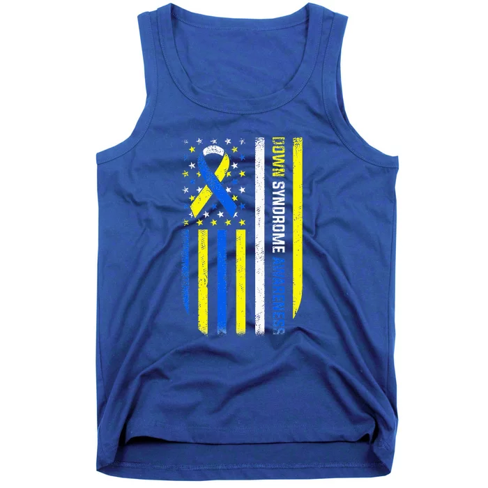 Down Syndrome Awarenessblue Ribbon Tank Top