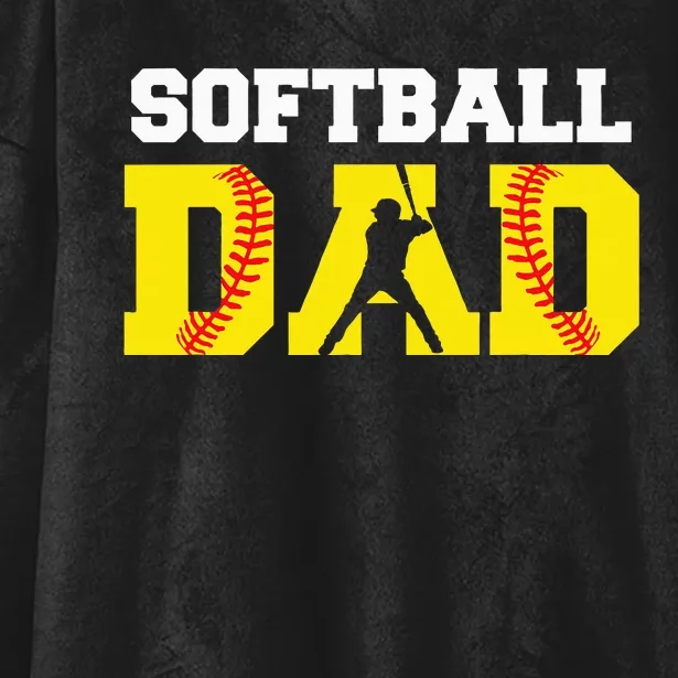 Dad Softball Apparel Yellow Softball Dad Hooded Wearable Blanket