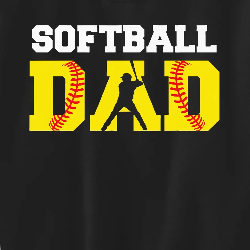 Dad Softball Apparel Yellow Softball Dad Kids Sweatshirt