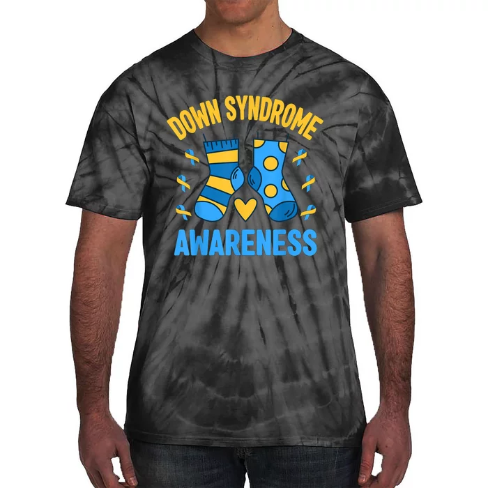 Down Syndrome Awareness  Socks T21 Blue Yellow Ribbon Tie-Dye T-Shirt