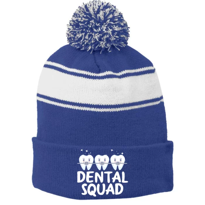 Dental Squad Assistant Dentist Hygienist Dentistry Student Gift Stripe Pom Pom Beanie