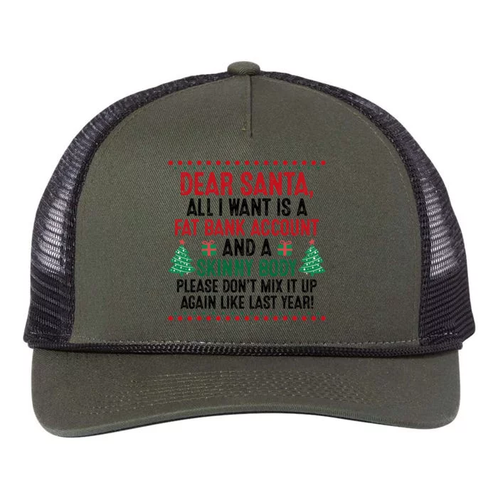 Dear Santa All I Want Is A Fat Bank Account And Skinny Body Retro Rope Trucker Hat Cap