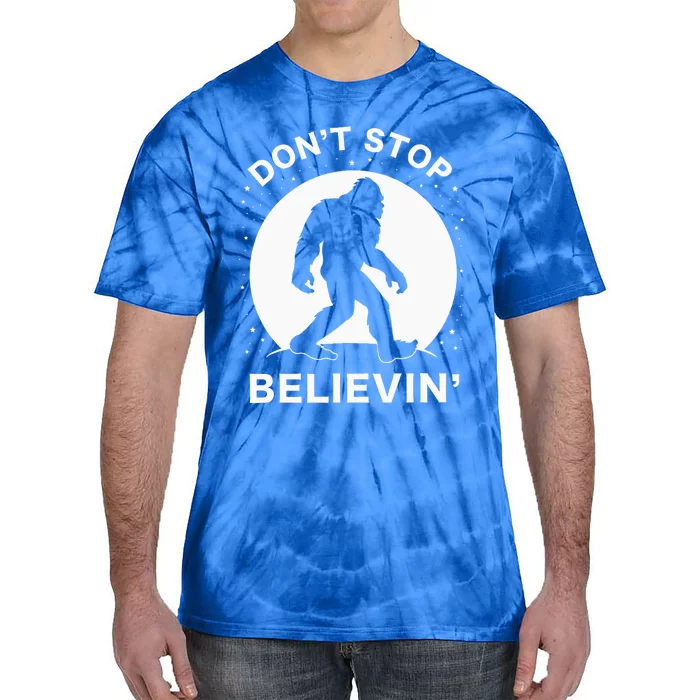 Don't Stop Believin' Bigfoot Full Moon Tie-Dye T-Shirt