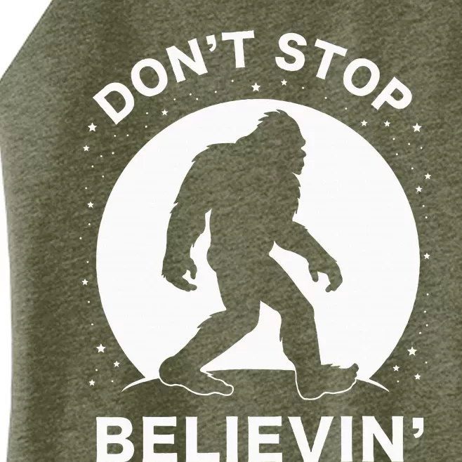 Don't Stop Believin' Bigfoot Full Moon Women’s Perfect Tri Rocker Tank