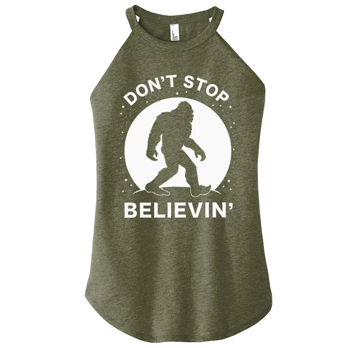 Don't Stop Believin' Bigfoot Full Moon Women’s Perfect Tri Rocker Tank