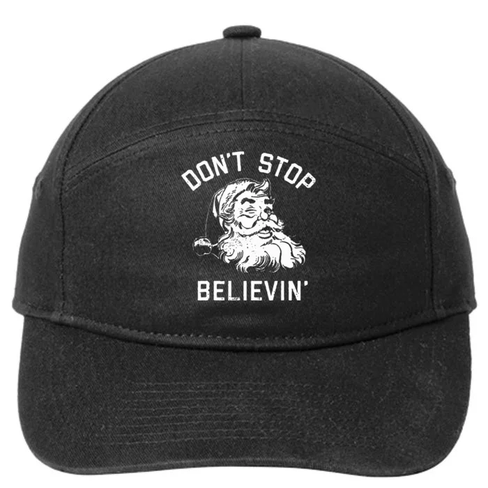 Don't Stop Believing Christmas Vintage Santa Winter Funny 7-Panel Snapback Hat