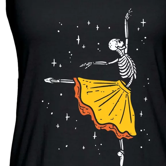 Dancing Skeleton Ballerina Ballet Dance Halloween Girl Women Ladies Essential Flowy Tank