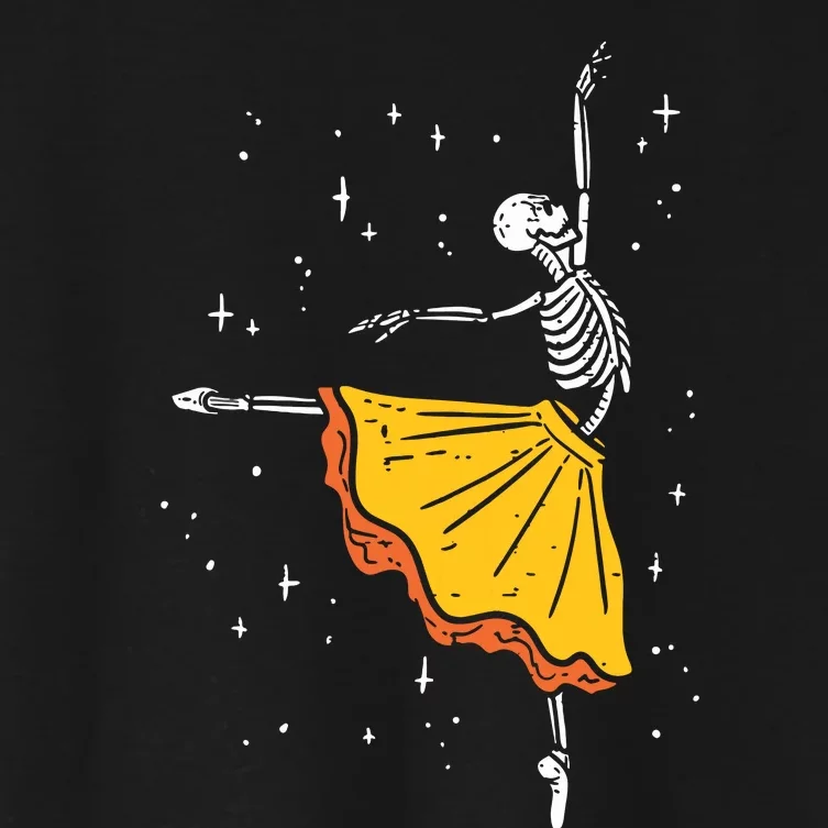 Dancing Skeleton Ballerina Ballet Dance Halloween Girl Women Women's Crop Top Tee