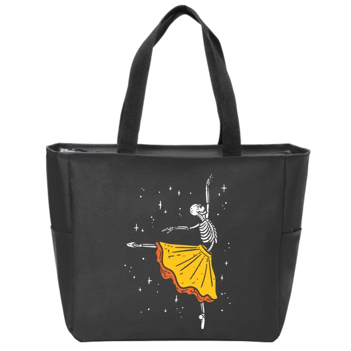 Dancing Skeleton Ballerina Ballet Dance Halloween Girl Women Zip Tote Bag