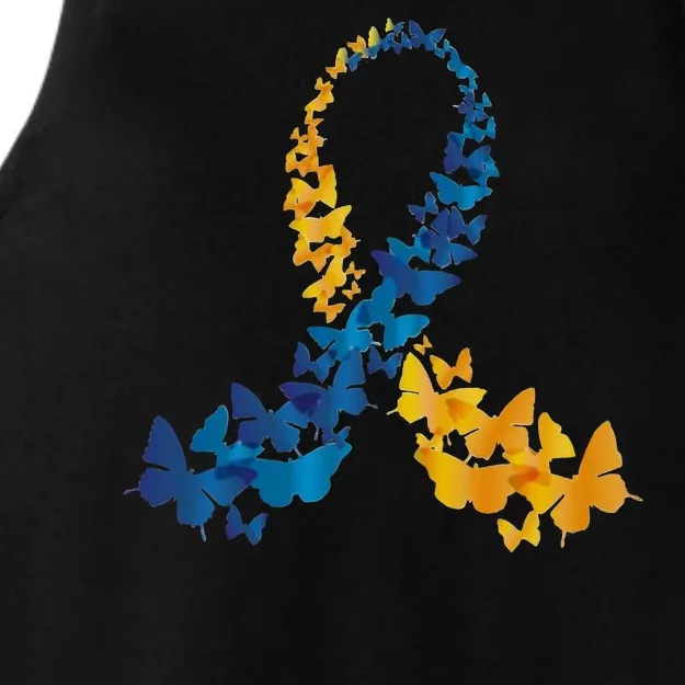 Down Syndrome Butterfly Awareness Ladies Tri-Blend Wicking Tank