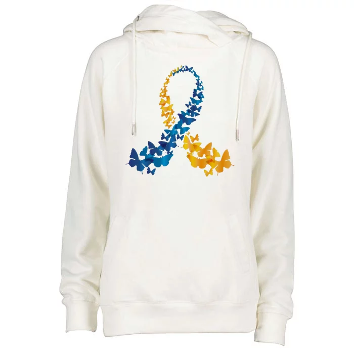 Down Syndrome Butterfly Awareness Womens Funnel Neck Pullover Hood