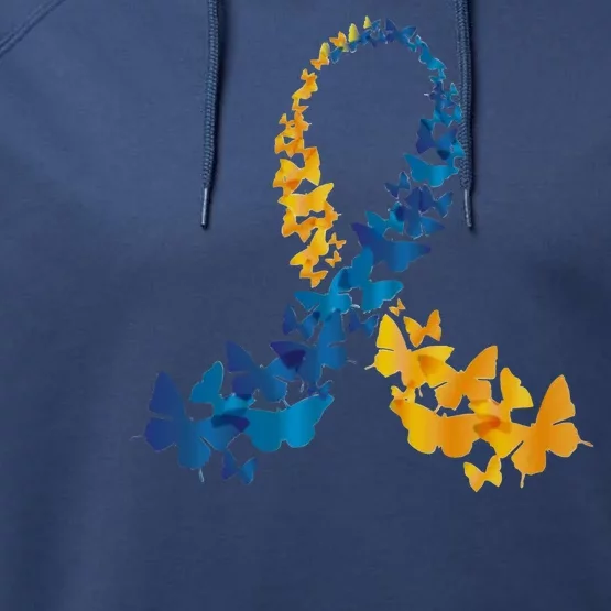 Down Syndrome Butterfly Awareness Performance Fleece Hoodie