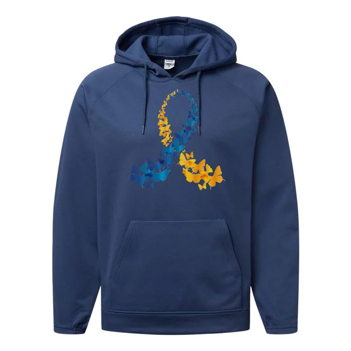 Down Syndrome Butterfly Awareness Performance Fleece Hoodie