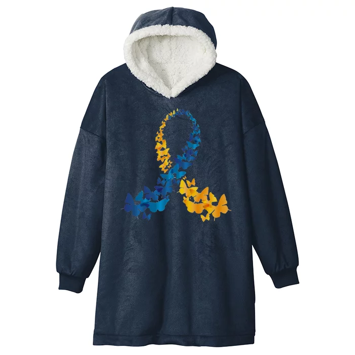 Down Syndrome Butterfly Awareness Hooded Wearable Blanket